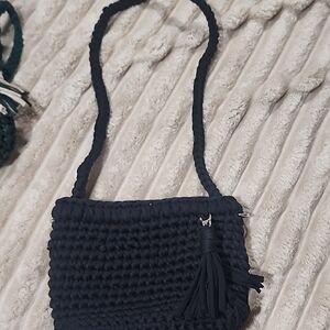 Elegant Black Crochet Shoulder Bag